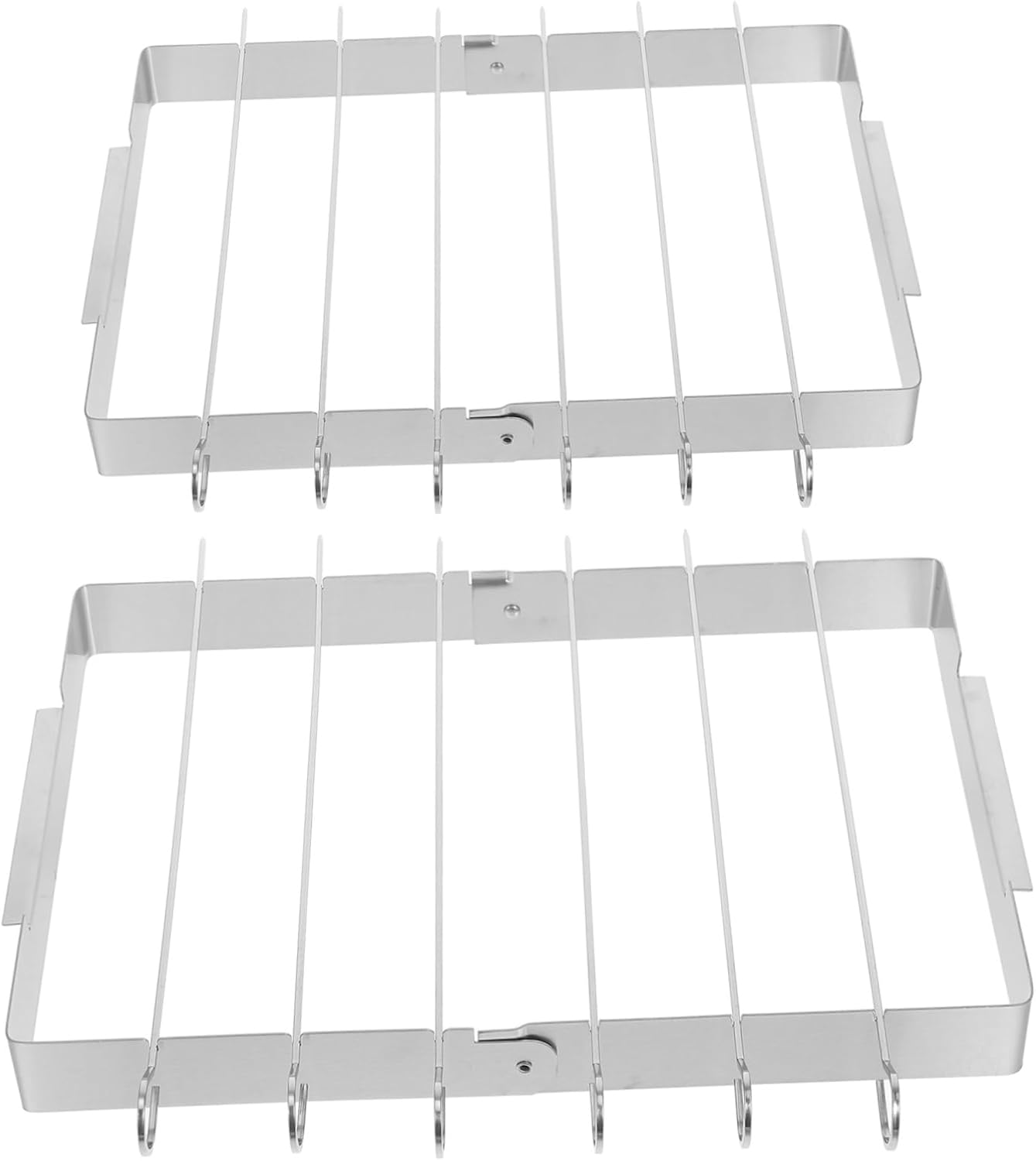 2 Set Bbq Skewer Rack Stainless Steel Barbecue Stand for Meat Vegetables Easy Assembly Grilling Accessory for Backyard Bbq Picnics Stable Design
