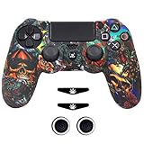 Taifond Anti-Rutsch-Silikon-Controller-Abdeckung für PS4/SLIM/PRO Controller Totenkopf 4.0