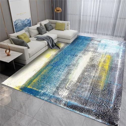 Tapis design bleu gris d'exception tapis de salon simple et élégant - 2