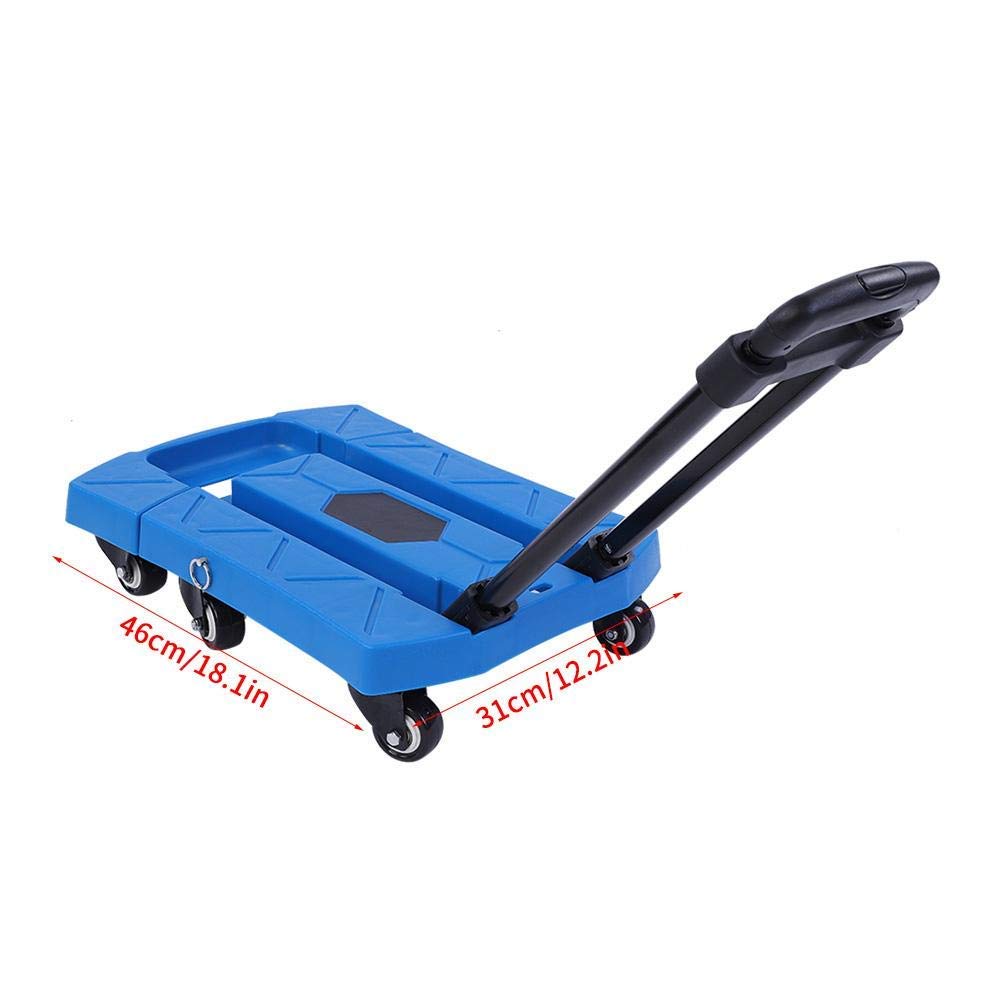 Carrello a mano pieghevole resistente con piattaforma regolabile a 6 ruote e maniglia retrattile, capacità 400 kg, ideale per casa, giardino, magazzino e uso agricolo.