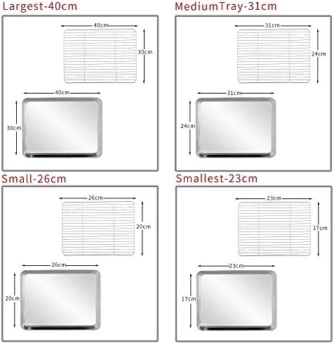 Velaze Baking Tray with Kitchen Rack (4 Sheets/Grid), Stainless Steel Baking Moulds with Cooling Rack, Non-Toxic & Healthy, Easy to Clean & Dishwasher Safe