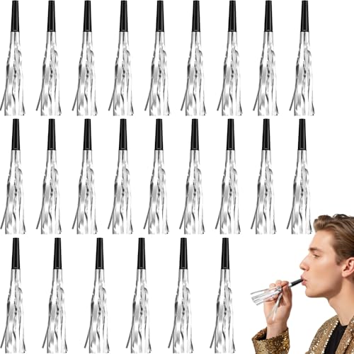 Skylety 24 Pcs Silver Party Blower Noisemakers...