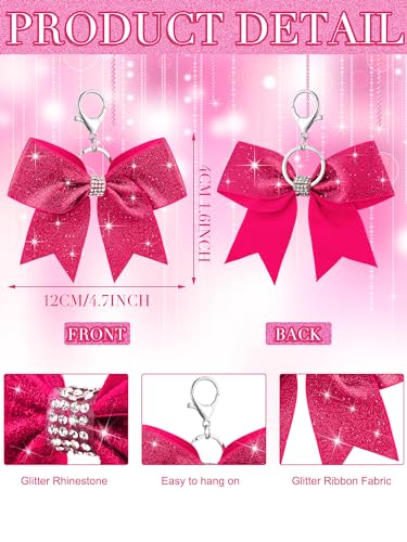 Image of Tondiamo Cheer Bow Keychain Cheer Keychain with Rhinestones Cheerleader Keyrings for Team Gift Cheerleading Sports Accessory