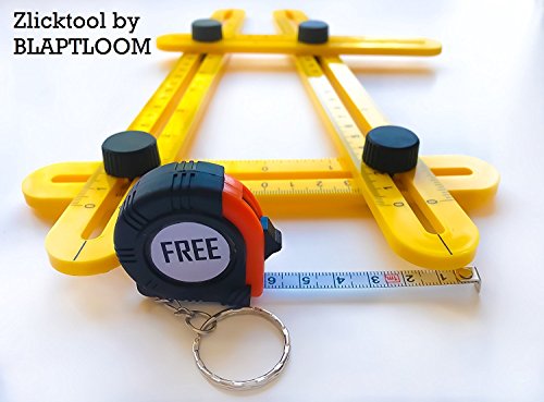 Bonus With Steel Measuring Tape - ZlickTool Angle Ruler & Finder - Quickly & Accurately Locates & Measures Angles - Angleizer Template Tool for Designers, Architects, Woodworkers & Carpenters