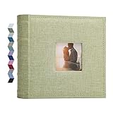 Tamaño y capacidad perfectos: El álbum de fotos tiene unas dimensiones de 24x22x6 cm con 100 páginas (50 hojas). Cada página puede contener 2 fotos horizontales de 10x15 por página y 200 fotos en total.