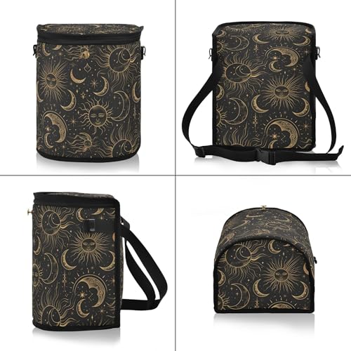Image of MNSRUU Car Trash Can with Lid, Retro Sun and Moon Car Trash Bag Hanging Organizers and Storage for Front Back Seat, Leak-Proof Trash Bin