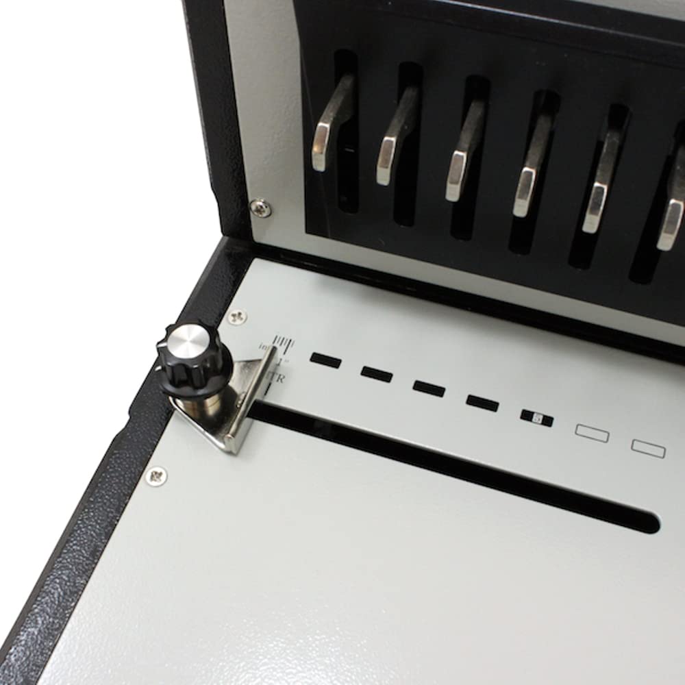 Akiles AAB-CM Model AlphaBind-CM Heavy-Duty Manual Comb Binding System, 25 Sheets Punching Capacity, All 21 Disengageable Dies, Up to 2" Binding Capacity, Rectangular (5/16" x 1/8") Hole Size