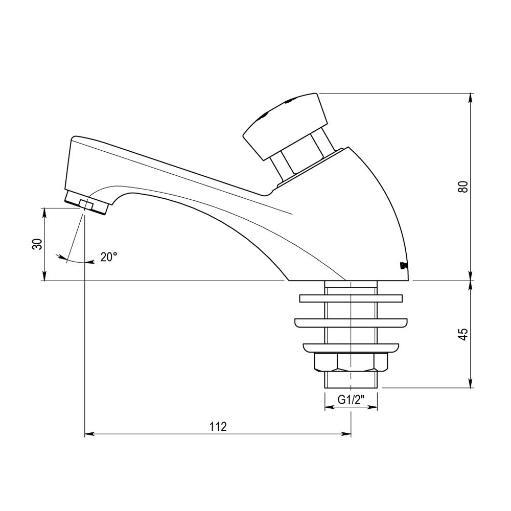 Presto 605 eco (f) ps 10532 grifo temporizado ecológico de un agua para instalación sobre repisa con cuerpo de latón cromado