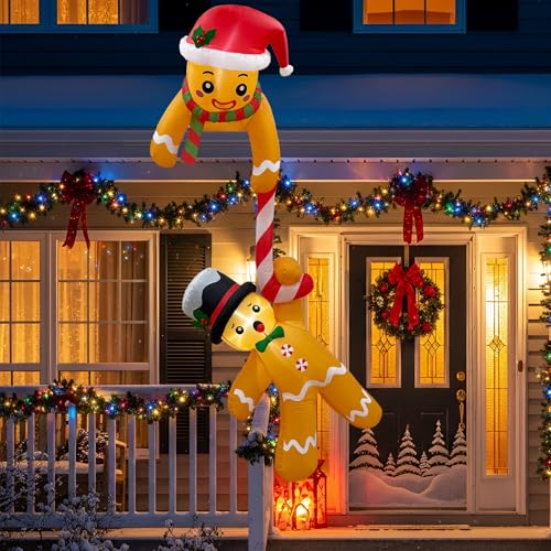 OurWarm 7FT Christmas Inflatable Outdoor Decoration, Climbing Gingerbread Inflatable Christmas