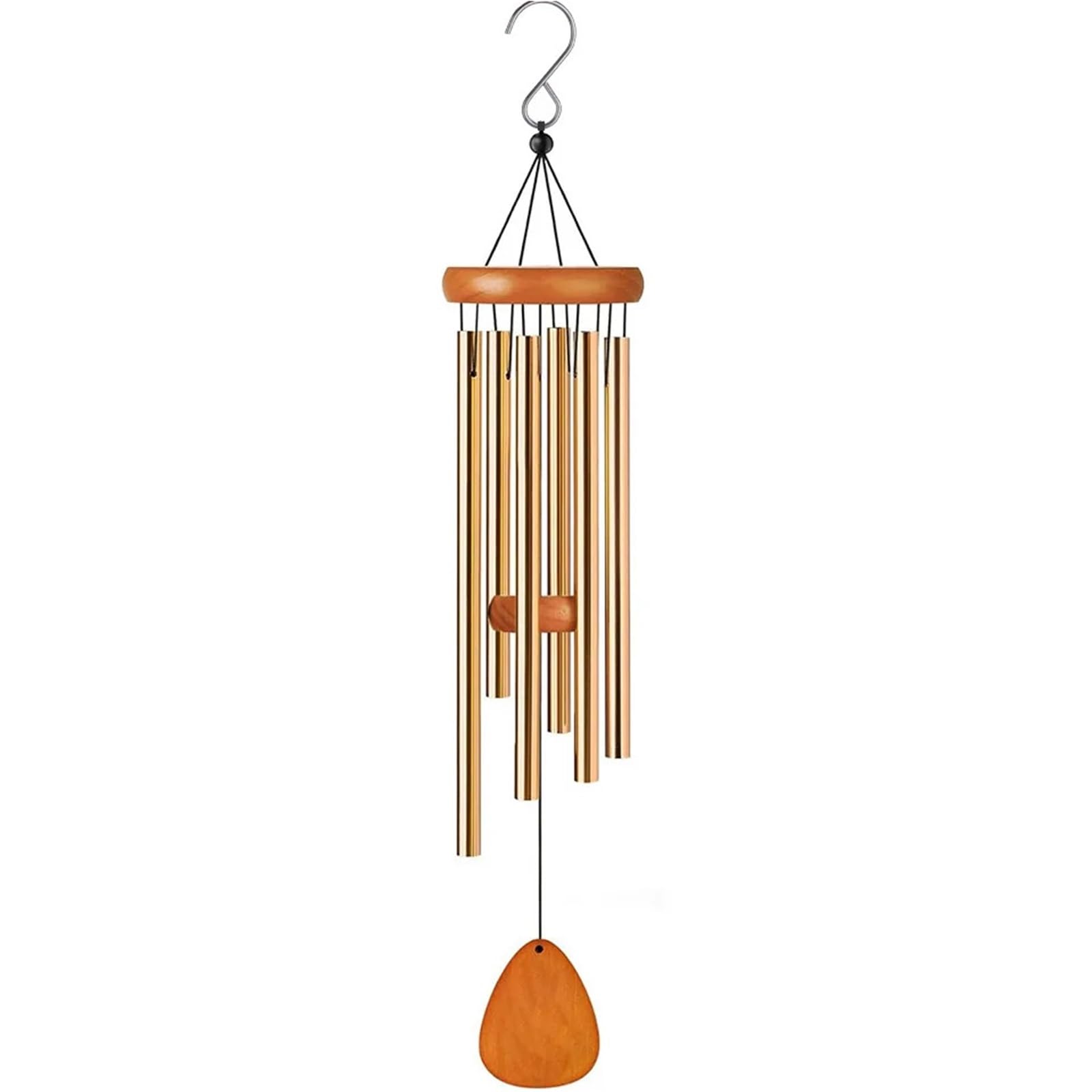 6 Tubi Campanelli Eolici in Lega di Alluminio con Gancio Campane Nere for Esterno Casa Festa di Nozze Decorazione Memoriale Ornamenti Regali, 1 Pz(Gold)