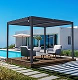 CAZEBOO Pergola Bioclimatique Autoportante Piana 3x2,5 m - 7,5 m² – Pergola Aluminium Gris avec Lames Orientables en Acier – Abri Terrasse et Jardin