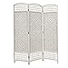 Produktbild Paravent aus Korbgeflecht - 5 Farben wählbar - Spanische Wand Raumteiler (weiß)