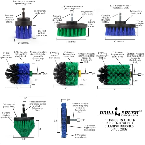 Image of Grout Cleaning Brush for Shower Tile, Flooring, & Kitchen Tile Backsplash | Drillbrush Medium Stiffness Electric Drill Brush Set Attachment Power Scrubber Cleaning Tool Kit - Power Boat Scrubber Kit