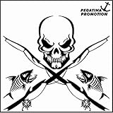 Totenkopf Angeln Aufkleber aus Hochleistungsfolie Angler Angelboot Sticker Boot Boote Beschriftung Bug Heck Fische Angeln Schlauchboot Nautic See Fischer Bootsbeschriftung