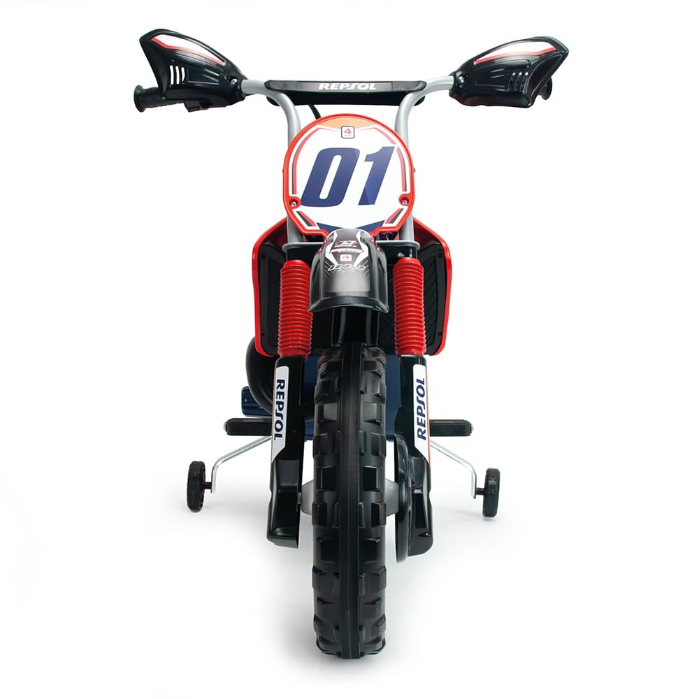 Moto électrique pour enfants 3 ans 4 ans 5 ans Repsol 6 V Bleu – Moto à batterie pour enfants avec roues de soutien - Poignée d'accélérateur - 5-6 km/h – INJUSA