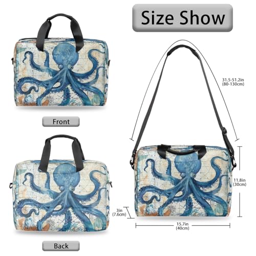 Maletín laptop azul retro océano pulpo 13-16 pulg miniatura 6