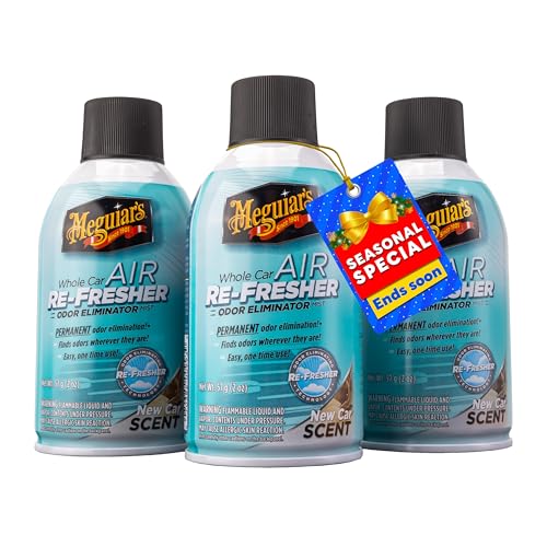 Meguiar's Whole Car Air Re-Fresher,Odor Fighting Mist, Fights Off Strong Vehicle Odors,Air Freshener, New Car Scent - Three 2 Oz Spray Bottles