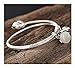 VIVIANSHOP Bracelet pour Femme, Bracelet de Fleurs de Lotus anémone Sterling S990, Bracelet de tempérament rétro, Bracelet de Design Push-Tire pour Femmes