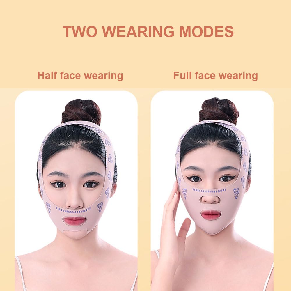 V Line Lifting Chinstrap, V Line Mask Reusable Face Strap for Sleeping, V-Shaped Belt Face Mask Double Chin Reducer,Facial Strap Chin Up Mask for Sagging,Pink - Image 4