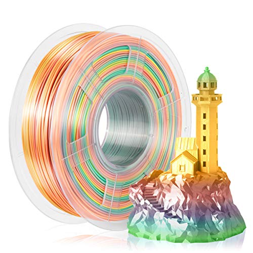 SUNLU Silk Rainbow Filament, Glänzendes mehrfarbiges glänzendes PLA+ Filament 1.75mm, 1kg(2.2lbs)/Spool 3D Filament für 3D Drucker & 3D Stifte, Glänzende Seide Rinbow Ⅱ Cover