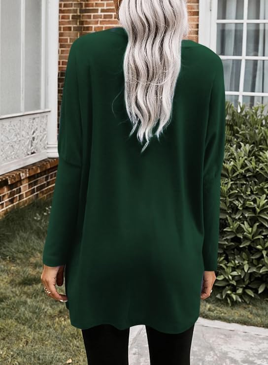 Poetsky Fall Womens Tunic or Tops to Wear with Leggings Long Sleeve Casual Long Shirts Blouses with Pockets - Image 2