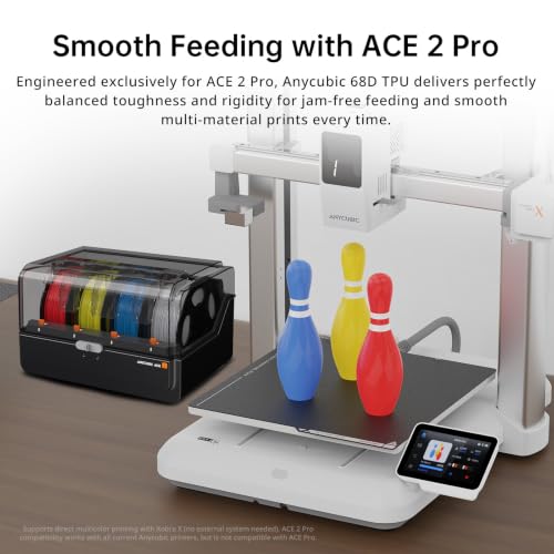 Image of ANYCUBIC TPU Filament 1.75mm for Anycubic ACE 2 PRO, 68D Hard Rigid Flexible TPU 3D Printer Filament, Compatible with Most FDM 3D Printers, 1KG Spool, Black
