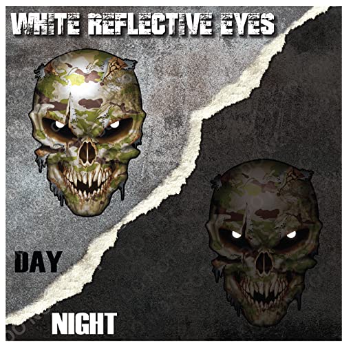 Image of Camouflage Skull Decal Sticker for car Truck or Any Clean Smooth Surface to Show Support for Army Navy Marines Military Soldier Thin Green Line Peel and Stick Graphic Safe for Vehicle Paint