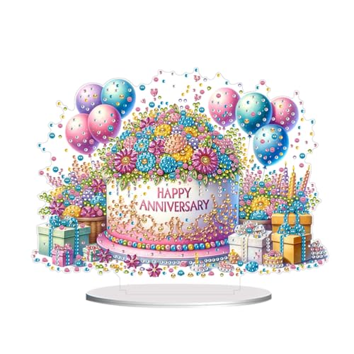 Meecaa Kit de adornos de escritorio con forma de globo y flores para tartas, adornos de mesa con diamantes de cristal de una sola cara, decoración del hogar (pastel)