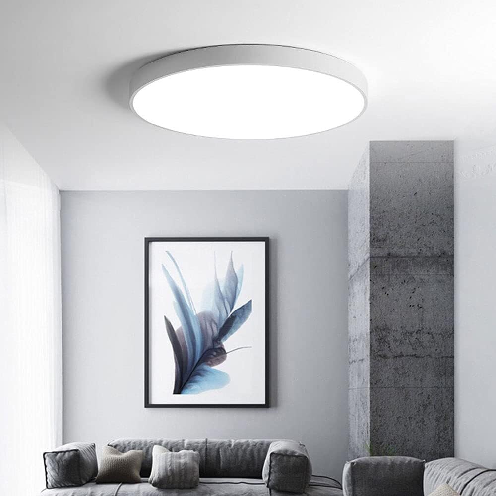 KXEcoLife Modern Minimalist Flush Mount Ceiling Light,White Light Super Bright Daylight Lamp,Slim 1.9in Round Fixture for Living Room Dining Bedroom Corridor Hallway Entryway