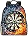 Produktbild HJEMD Rucksack Fashion Durable Unisex Backpack, Water Resistant Anti Theft Notebook Computer Bag Middle High School Student Bookbag Travel Daypack - Dart Board Target Ice Water Fire