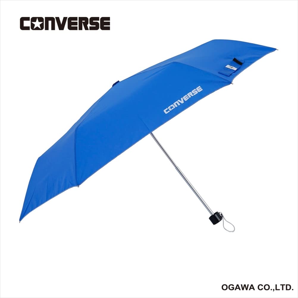 Ogawa 20284 Parapluie pliable pour enfant Ouverture à la main 6 baleines Bleu Converse Uni Logo One Point Poignée antibactérienne Imperméable Bleu 55 cm, bleu, 55cm