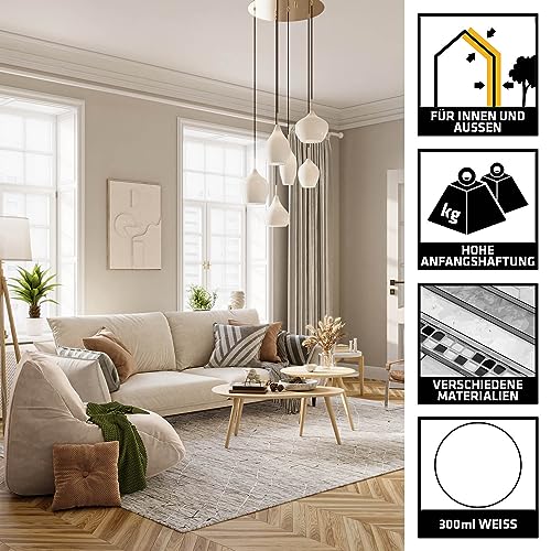 SIKA – Montageklebstoff – SikaBond 126 Maximum Tack Weiß – starke Anfangshaftung – geeignet für Metalle und Baustoffe – lösemittelfrei – 300 ml