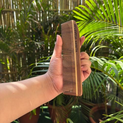 Image of Organic Sheesham Wood Comb, Twin Tooth Curve (Pack of 1) - Handcrafted Eco-Friendly Detangler for Hair Growth, Stimulates the Scalp | Frizz Control, suitable for all Hair Types