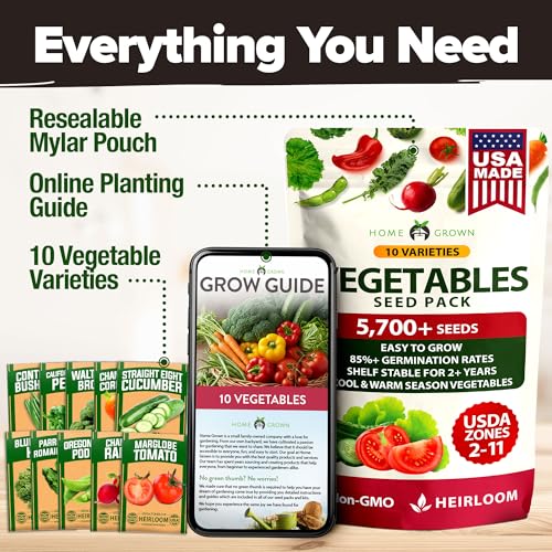 Image of HOME GROWN 10 Variety Survival Seed Vault 5,700+ USA Grown Heirloom Non-GMO Vegetable Seeds for Planting, High Germination, Garden Starter Kit, Emergency Food Supply, Indoor Outdoor