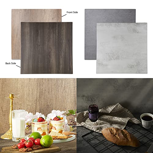 2Pcs Double Sided Photo Backdrop Boards For Flat Lay, 24X24In Wooden Cement Food Photography Background Tabletop Backdrop For Video Shooting, Eoajafou #TOP1