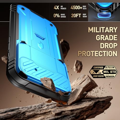 Image of Poetic for iPhone Air Case with Camera Control Capture Button, [Slide Camera Cover] [Built-in Stand] [Built-in Screen Protector] Full-Body Rugged Phone Case for iPhone 17 Air 6.5 inch, Light Blue