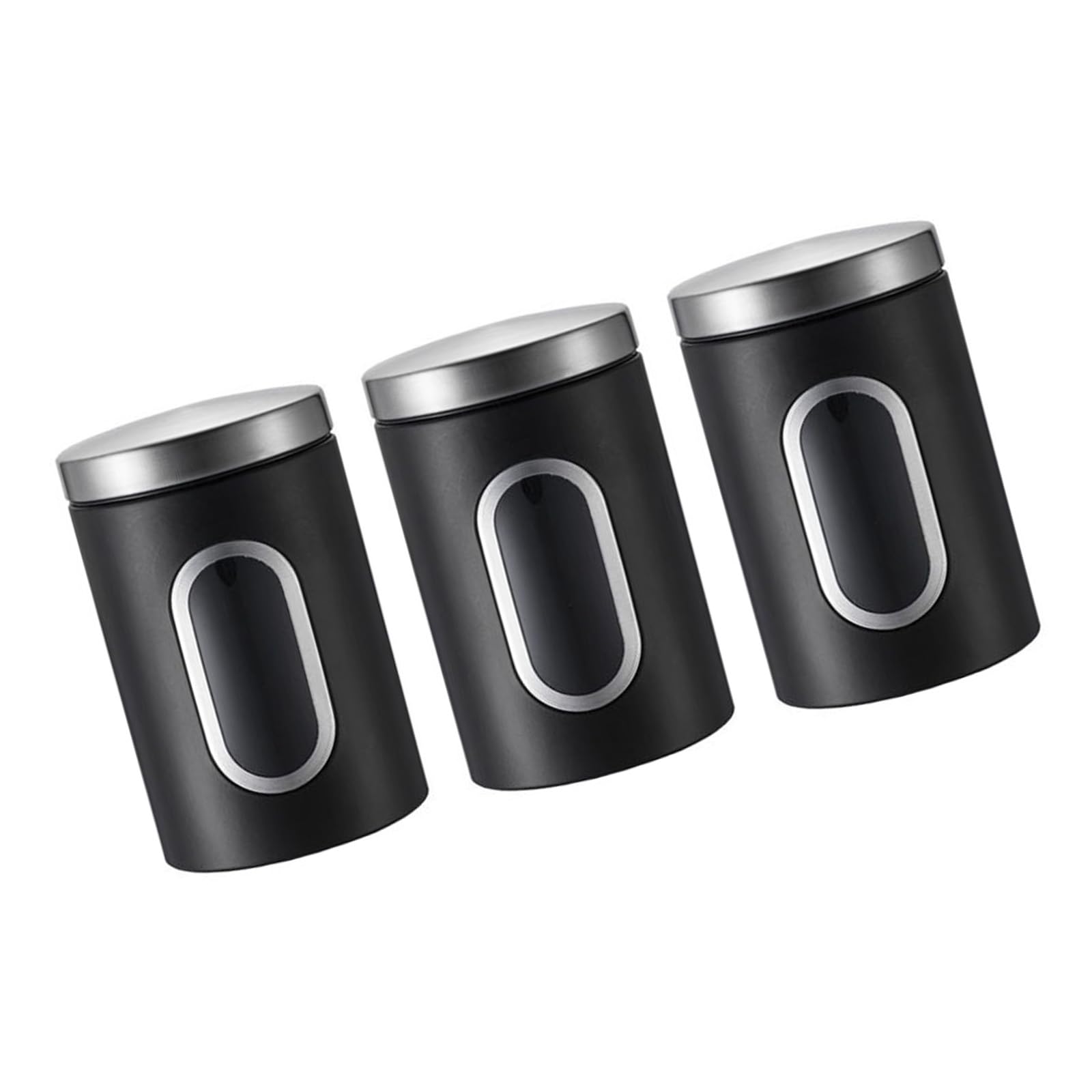 3-teiliges elegantes, luftdichtes Sichtfenster, Kaffee-/Zuckerdosen-Set, Edelstahl, Küchen-Aufbewahrungsdosen, Organisation