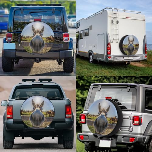 Image of Spare Tire Cover for RV Trailer, Animal Donkey Tire Covers Universal Fit for Travel Trailer Camper Jeep RV SUV Truck Waterproof Wheel Cover (14 inch for Diameter 25 inch - 27 inch)