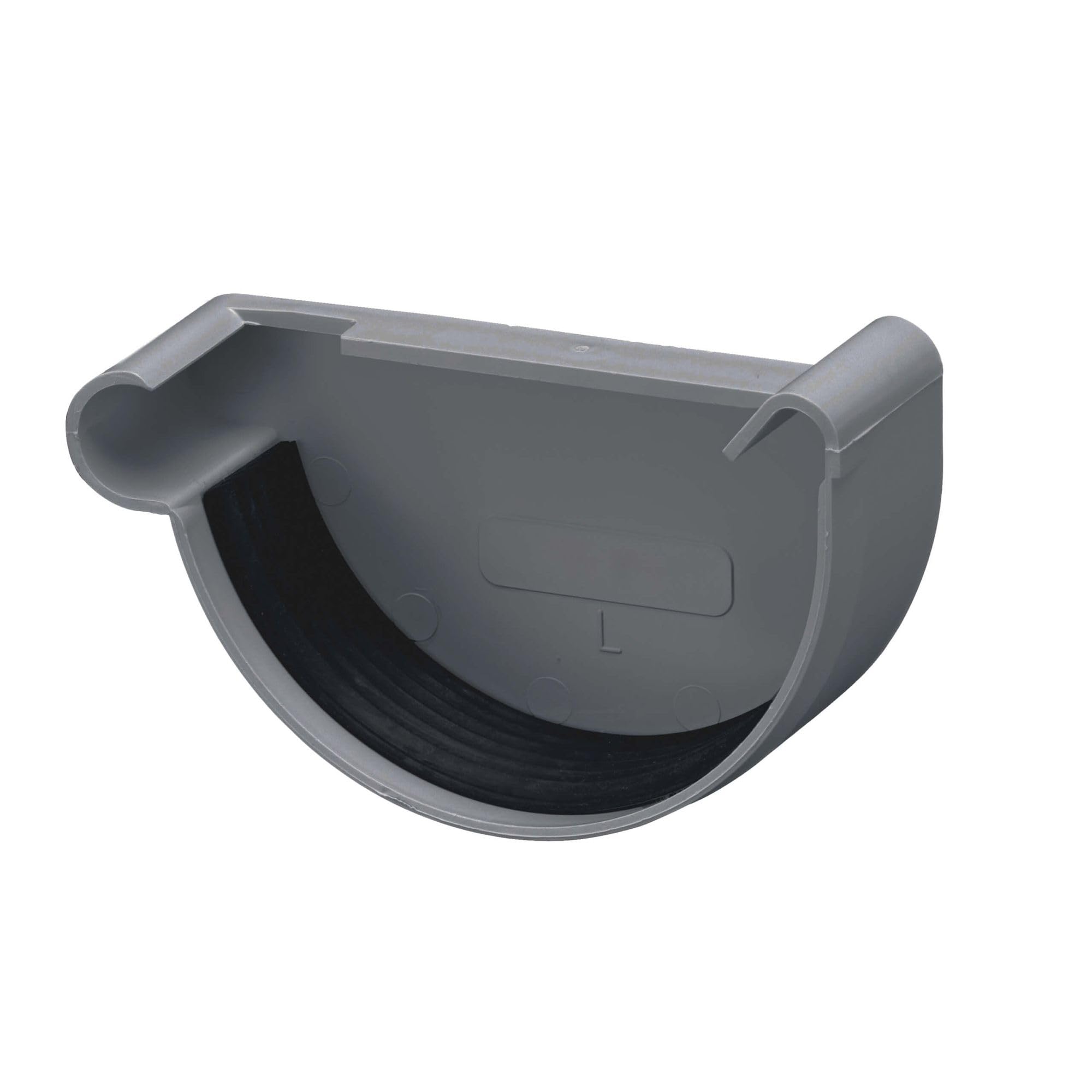 INEFA Gutter End Cap Half-Round PVC 100mm Left Anthracite Plastic Push-Fit Installation