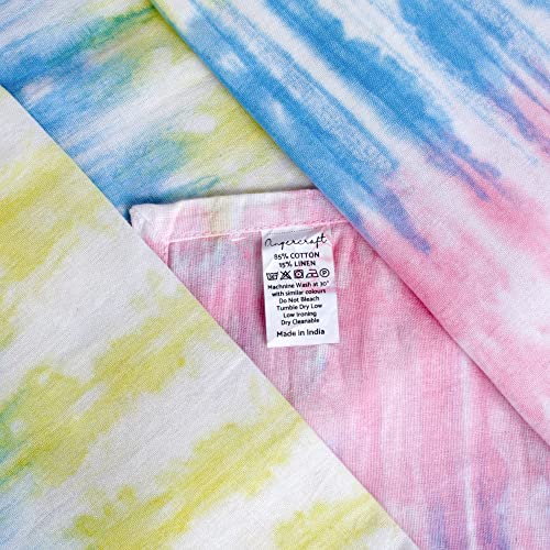 Colorful Tie & Dye Dinner Cloth Napkins, Vibrant Stunning Effects Premium Quality Cotton Linen Perfect For Parties Dinners Weddings Cocktail Christmas Washable & Reusable 20X20 Multi Stripe Tie Dye #TOP4