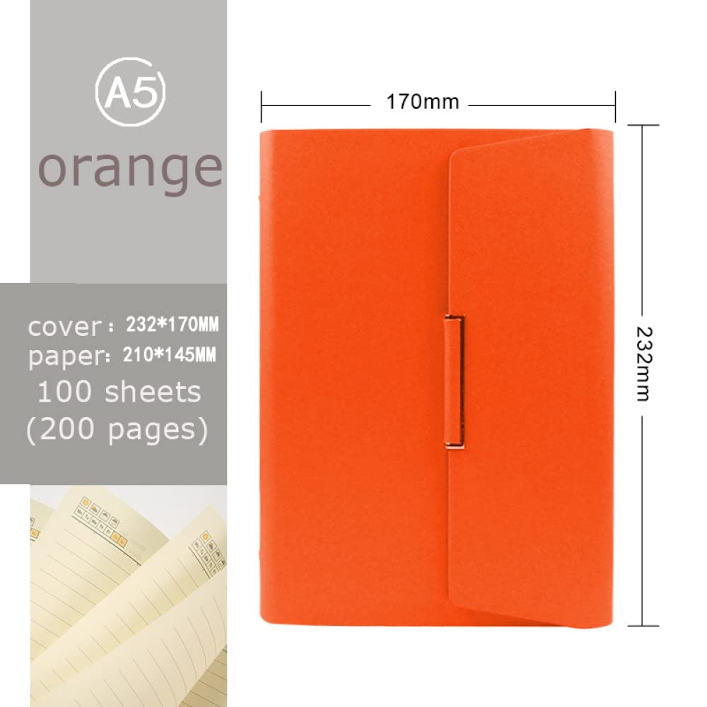 Hardcover A5 Leder Spiralblock Planer Organizer 6 Ringbuch Büromaterial Business Notizblock Notizbuch,Orange,2St