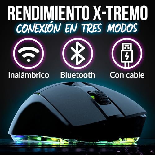 KLIM Blaze X - Nuevo - Ratón Gaming inalámbrico Recargable RGB con Base de Carga + Sensor de Alta precisión + Batería Duradera + hasta 12000 dpi + Inalámbrico y con Cable PC, PS5, PS4 - Negro - imagen 2