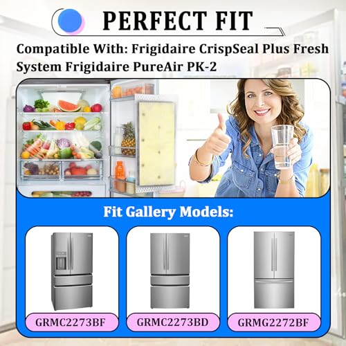 Image of 4 Pack Refrigerator Air Filter Compatible with Frigidaire PureAir PK-2 | Produce Keeper Plus FRPAPK2RF, Compatible with GRMC2273BF, GRMC2273BD, GRMG2272BF, Antioxidant Replacement Filter Cartridge