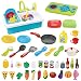 JOYIN Pretend-n-Play Play Kitchen Accessories Washing Dishes Toy Sink Playset with Running Water, Stove, Utensils and Playfood Cutting Food Toy