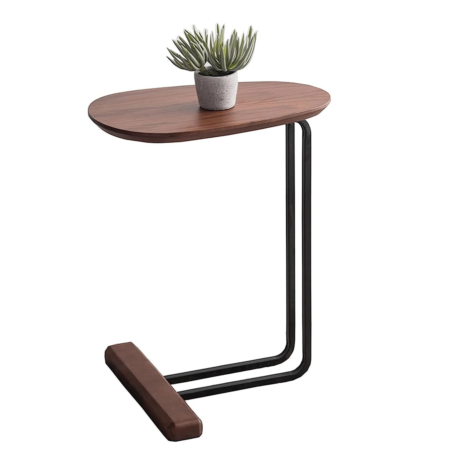 Coffee Table Solid Wood Side Table Fashion Black Metal Frame Center Table Modern Accent Table Simple Sofa Table