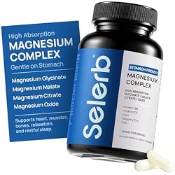 Selerb Magnesium Complex for Women and Men-Glycinate,Malate,Citrate,Oxide Supports Calm, Sleep, Muscle & Energy with D3, B6, Zinc, Slippery Elm & DGL Gentle on Stomach 90 Capsules