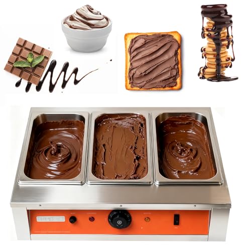 Máquina templadora de Chocolate, fundidor eléctrico de 1400 W con Control preciso de Temperatura (86-185 °F), Calentador de Acero Inoxidable de 2 Tanques para Chocolate, Queso, Salsa Triple Basin