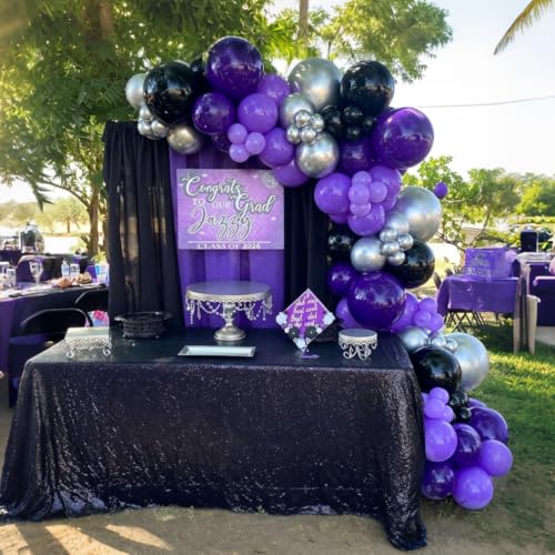Image of YMSZ Purple Black and Silver Balloons, 100pcs Halloween Party Balloons