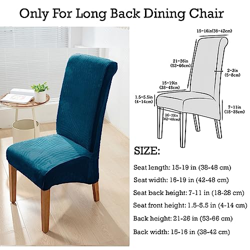 Image of HOKIPO Velvet Long Back Chair Covers Set of 4, Peacock Blue (AR-4760-PBLU*4)