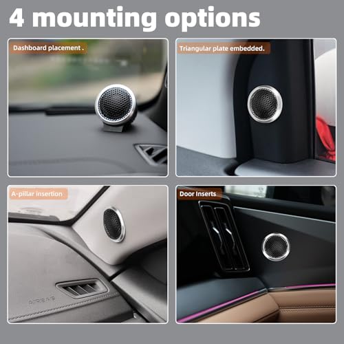 Image of Upgraded 1-Inch Car Tweeters - 240W Neodymium Silk Dome High-Frequency Super Tweeters with Built-in Crossover & Bass Blocker - 4-Ohm, Flush /Surface Mount Kit for Crisp Highs - Easy Instal silvery